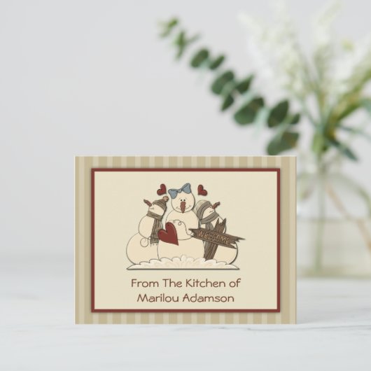 Primitive Schneemännerkarte Postkarte (Stehend Vorderseite)