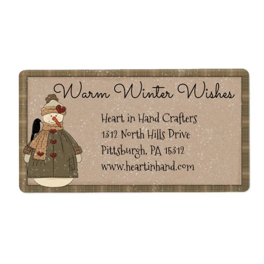Primitive Snowman-Adresse/Versandmarke (Vorne)