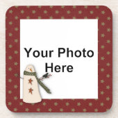 Primitive Snowman Custom Foto Cork Untersetzer (Vorderseite)