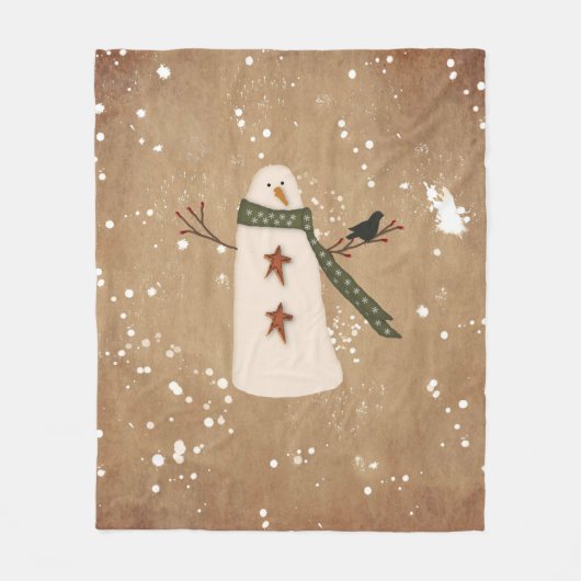 Primitive Snowman Fleece Blanket (Vorderseite)