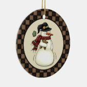 Primitive Snowman Gingerbread Man Keramik Ornament (Rechts)