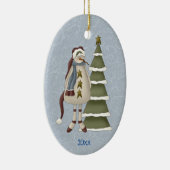 Primitive Snowman Keramik Ornament (Rechts)