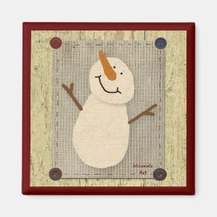 Primitive Snowman Magnet