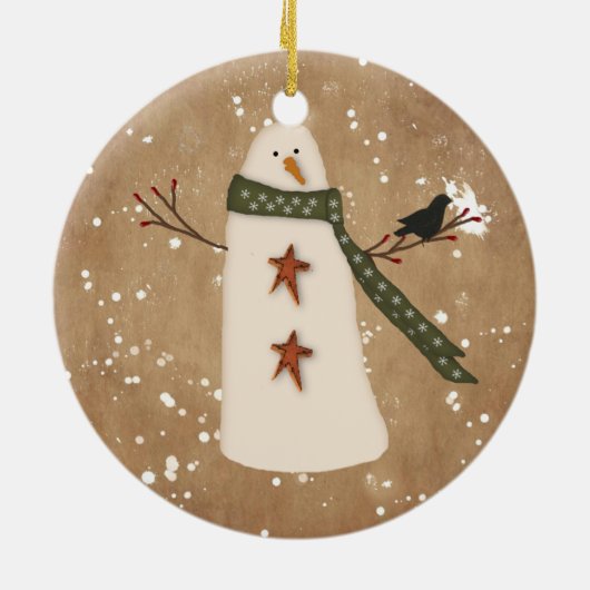Primitive Snowman-Ornament Keramikornament (Hinten)