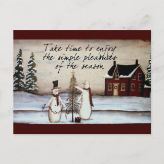Primitive Snowman Postkarte