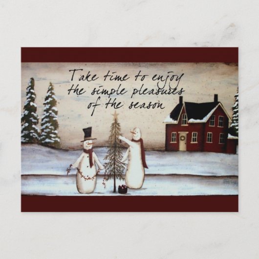 Primitive Snowman Postkarte (Vorderseite)