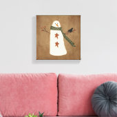 Primitive Snowman Stretched Canvas Print Leinwanddruck (Insitu (Wohnzimmer))