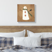 Primitive Snowman Stretched Canvas Print Leinwanddruck (Insitu (Schlafzimmer))