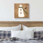 Primitive Snowman Stretched Canvas Print Leinwanddruck (Insitu (Schlafzimmer))