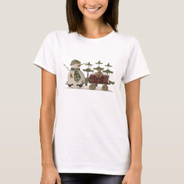 Primitive Snowman & Teddy Bear Wagon T-Shirt