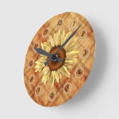 Primitive Sonnenblumensäulenhalterung Runde Wanduhr (Winkel)