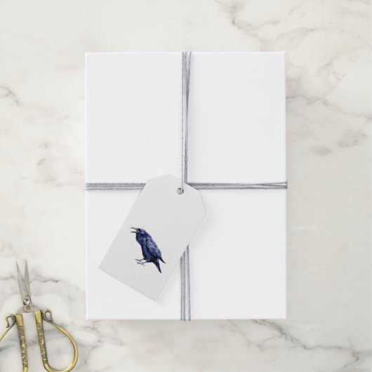 Primitive Spooky Halloween Raven Crow Herbst Fall Geschenkanhänger (Mit Garn)