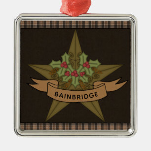 Primitive Star & Berries Personalisierte Weihnacht Ornament Aus Metall