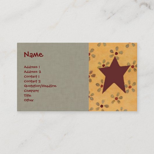 Primitive Star Business Card Visitenkarte (Vorderseite)