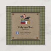 Primitive Startseite Homespun Business Card Quadratische Visitenkarte (Rückseite)