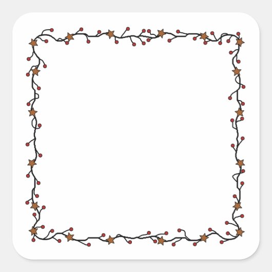 Primitive Sterne, Berries & Twigs Square Kranz Quadratischer Aufkleber (Vorderseite)