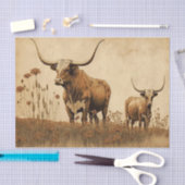 Primitive Texas Longhorns Seidenpapier (Handwerk)