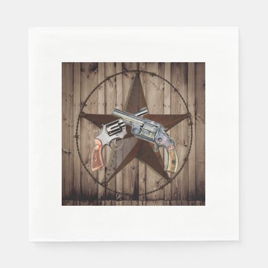 Primitive Texas Star Western Country Cowboy Pistol Serviette (Vorderseite)