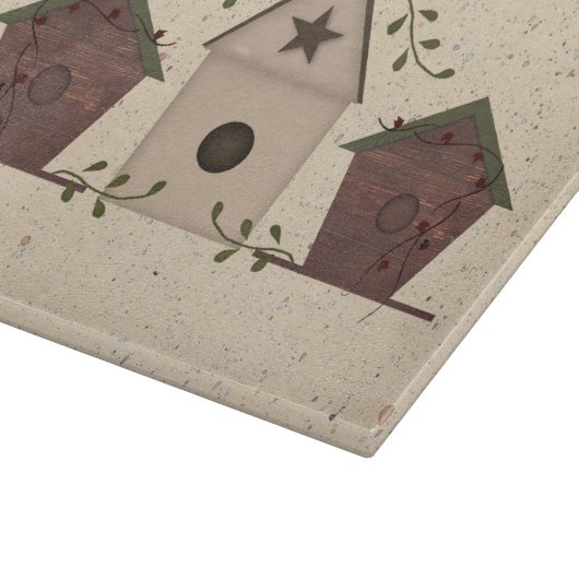 Primitive Vogelhaus Glass Cutting Board Schneidebrett (Ecke)