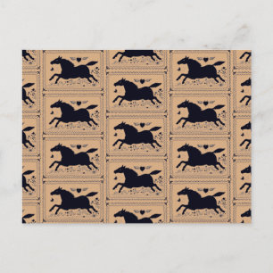 PRIMITIVE VOLKSKUNST LAUFENDES PFERD EQUINE SILHOU POSTKARTE