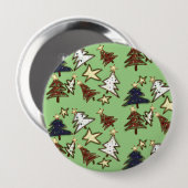 Primitive Weihnachtsbäume Handgezeichnete Kunst Button (Vorne & Hinten)