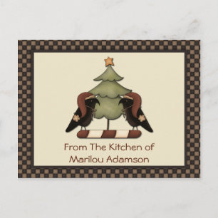 Primitive Weihnachtskrähen Rezeptkarten Feiertagspostkarte