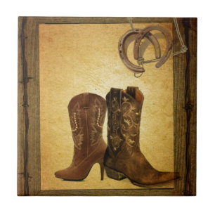 primitive Western Country Hufeisen Cowboystiefel Fliese