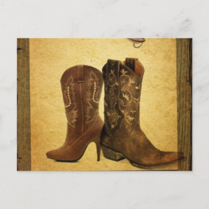 primitive Western Country Hufeisen Cowboystiefel Postkarte