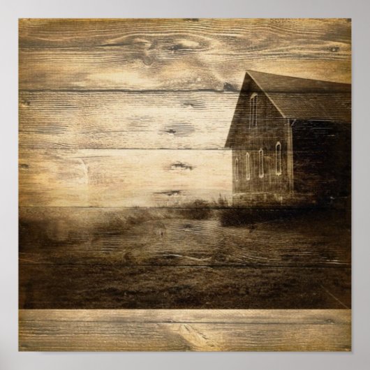 primitive western country old barn farmhouse cabin poster (Vorne)