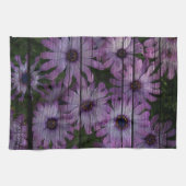 Primitive Western Land Stall plank lila daisy Handtuch (Horizontal)