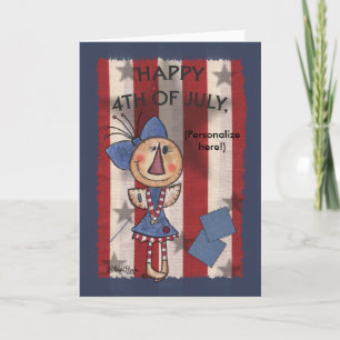 Primitiver amerikanischer Engel - Happy 4. Juli Karte