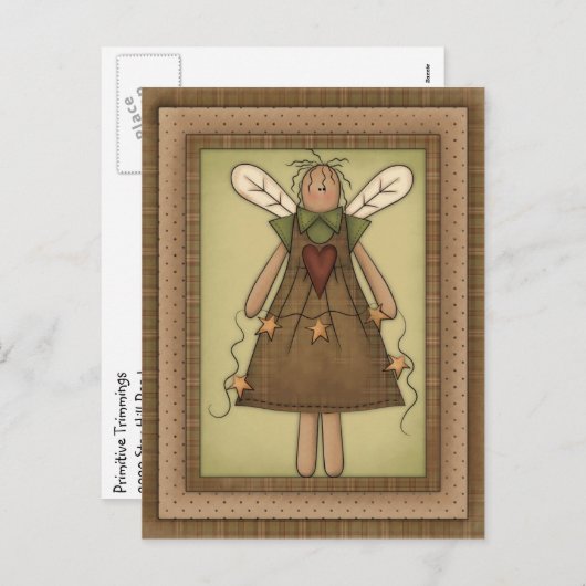 Primitiver Angel mit Urstern Postkarte (Vorne/Hinten)