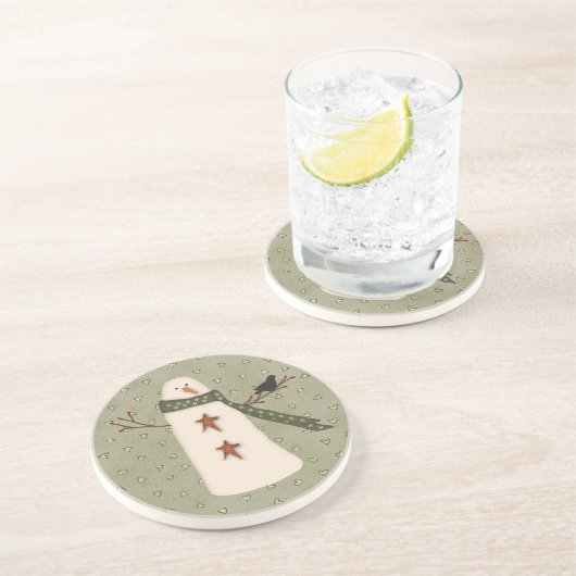 Primitiver Country Snowman Untersetzer (Seite)