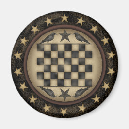 Primitiver Crow Checkerboard-Kühlschrankmagnet Magnet