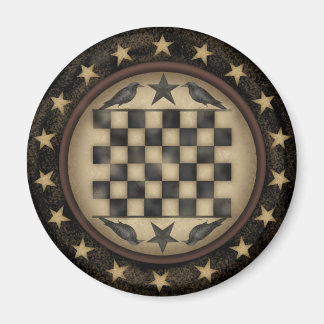 Primitiver Crow Checkerboard-Kühlschrankmagnet Magnet