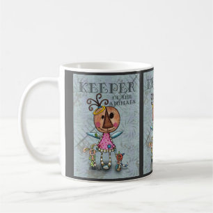 Primitiver Engelhalter der Tiere Kaffeetasse