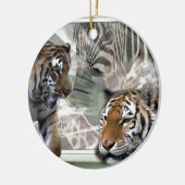 Primitiver Jungle Print Weihnachten Keramik Ornament (Links)