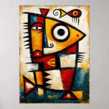 Primitiver Kubistischer Fisch Fetter Abstrakter Ge