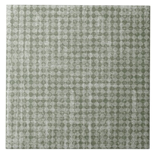 Primitiver Olive Green Diamond Karo Fliese (Vorderseite)