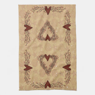 Primitiver Pip Berry Herz Kranz Küchenhandtuch Handtuch