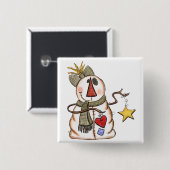 Primitiver Schneemann mit Herz und Star Button (Vorne & Hinten)