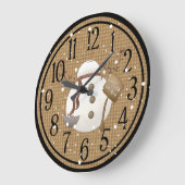 Primitiver Schneemann: Schneeplatz wie Zuhause Große Wanduhr (Winkel)