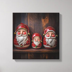 Primitiver Volks kunst Weihnachtsmann Landhausstil Leinwanddruck