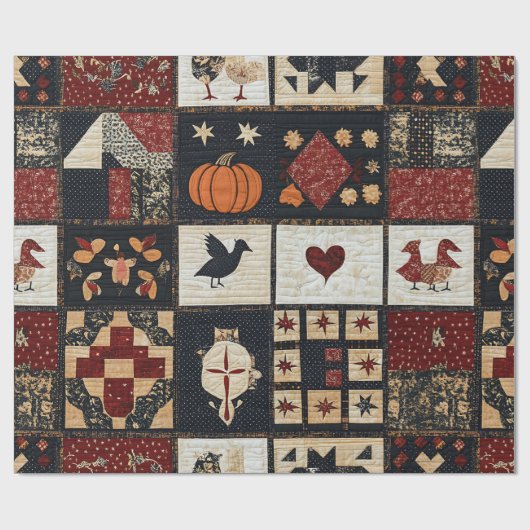 Primitives Bauernhaus Appliqué & Geometric Geschenkpapier (Flach)