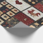 Primitives Bauernhaus Appliqué & Geometric Geschenkpapier (Ecke)