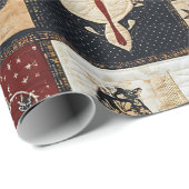 Primitives Bauernhaus Appliqué & Geometric Geschenkpapier (Rolleneckpunkt)