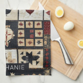 Primitives Bauernhaus Appliqué & Geometric Geschirrtuch (Viertel Falte)