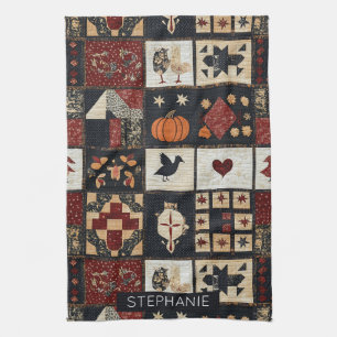 Primitives Bauernhaus Appliqué & Geometric Geschirrtuch