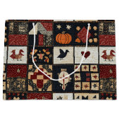 Primitives Bauernhaus Appliqué & Geometric Große Geschenktüte (Vorderseite)