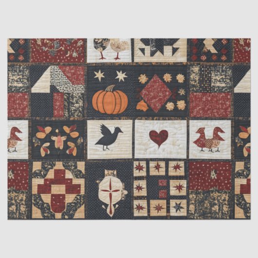 Primitives Bauernhaus Appliqué & Geometric Seidenpapier (Vorderseite)
